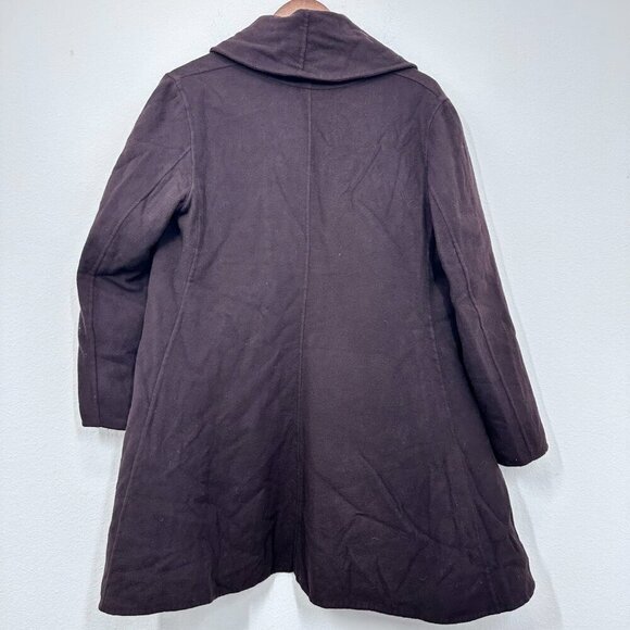 Eileen Fisher Chocolate Brown Cardigan Sweater Shawl‎ Collar Open Front Wool - Picture 6 of 6